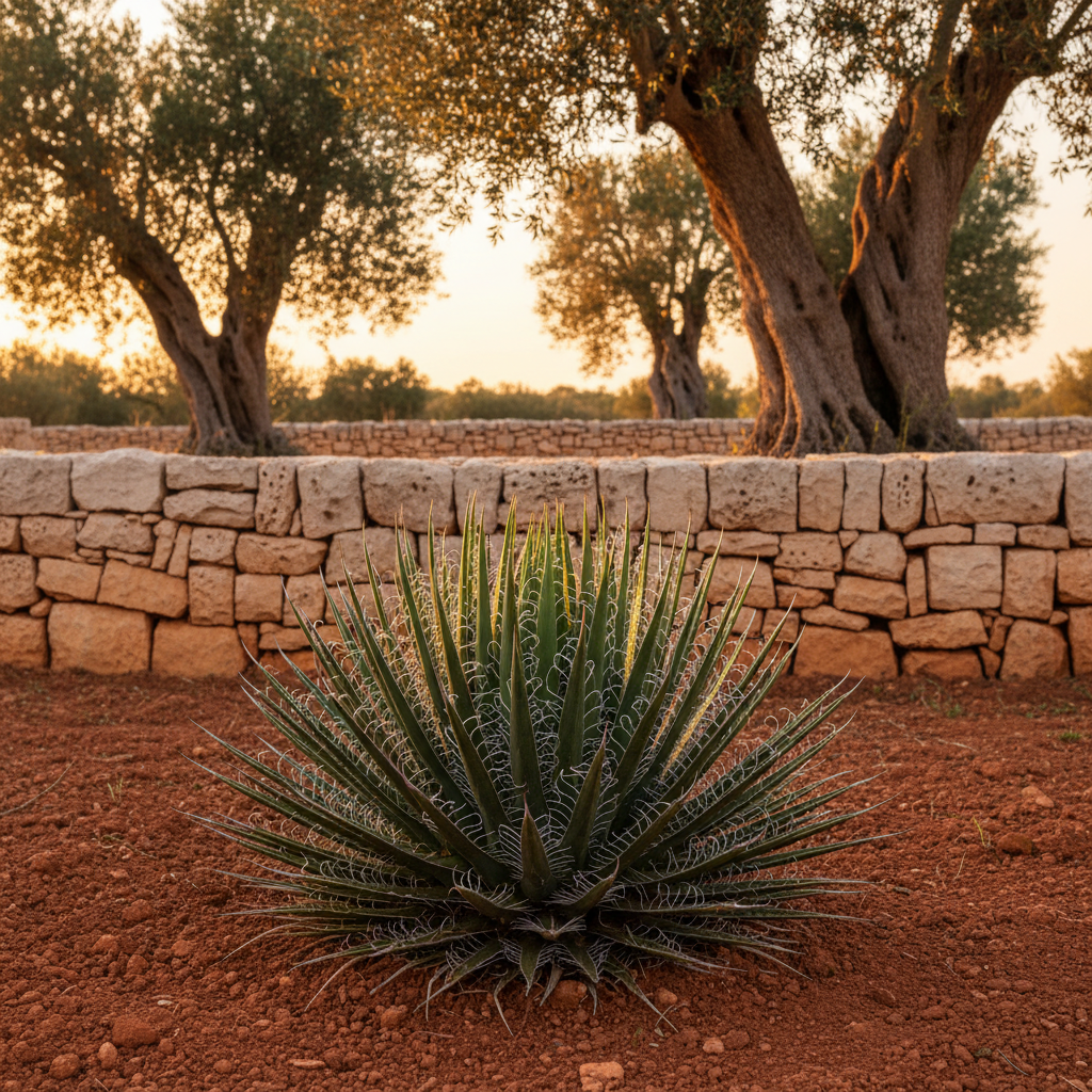 agave-geminiflora---agave-a-spini-gemelli-salento Esemplare di Agave geminiflora con la sua caratteristica rosetta simmetrica e filamenti bianchi