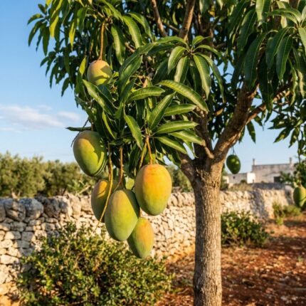 Vendita Mango Salento - Esemplare di Mangifera indica in un giardino mediterraneo tra Lecce e Brindisi