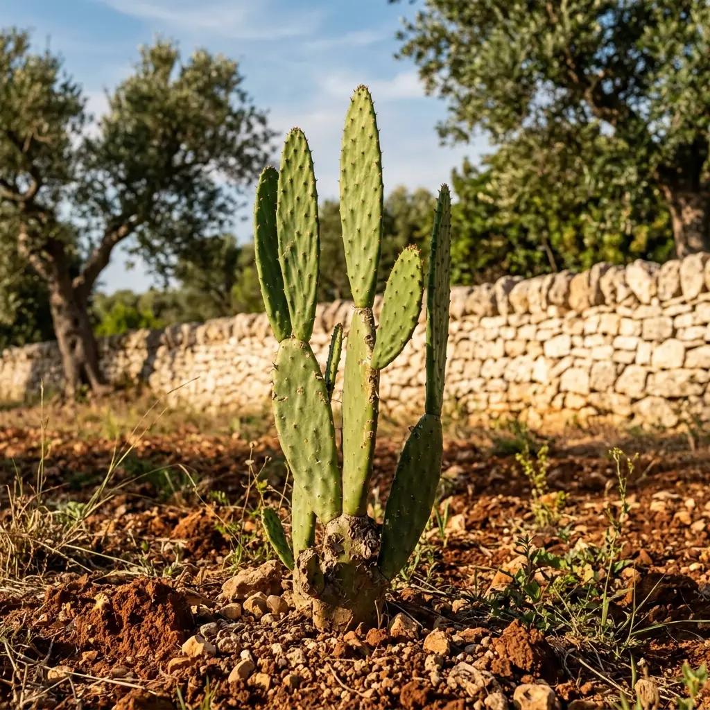 opuntia-lanceolata---fico-dindia-lanceolato-salento Esemplare di Opuntia lanceolata con caratteristiche pale allungate e affusolate nel Salento